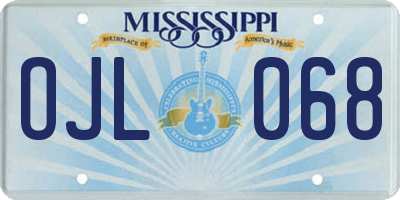 MS license plate OJL068