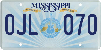 MS license plate OJL070