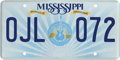 MS license plate OJL072