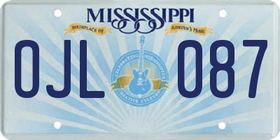 MS license plate OJL087