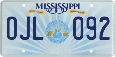 MS license plate OJL092