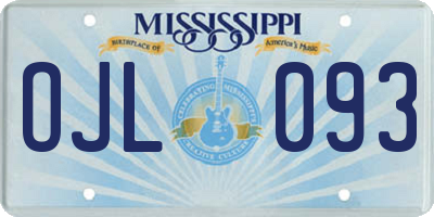 MS license plate OJL093