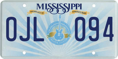 MS license plate OJL094