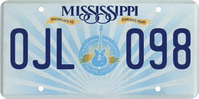 MS license plate OJL098