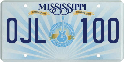 MS license plate OJL100