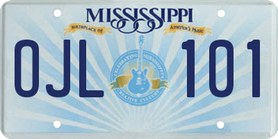 MS license plate OJL101