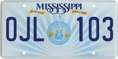 MS license plate OJL103