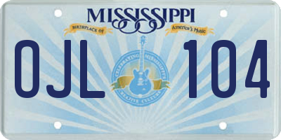 MS license plate OJL104