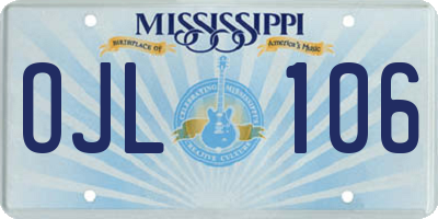 MS license plate OJL106