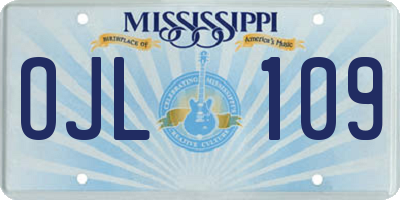 MS license plate OJL109