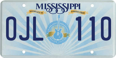MS license plate OJL110