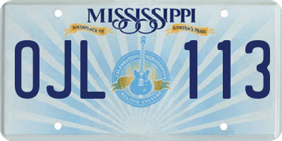MS license plate OJL113