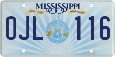 MS license plate OJL116