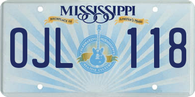 MS license plate OJL118