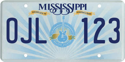 MS license plate OJL123