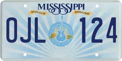 MS license plate OJL124