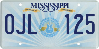 MS license plate OJL125