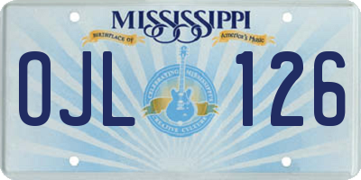 MS license plate OJL126