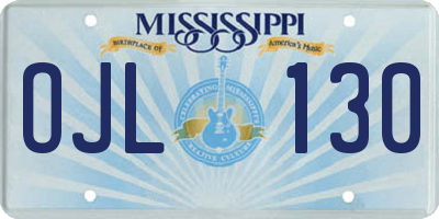 MS license plate OJL130