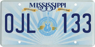 MS license plate OJL133
