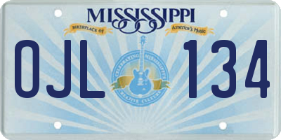 MS license plate OJL134