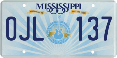MS license plate OJL137
