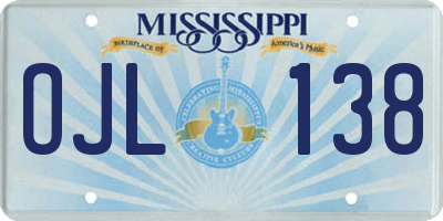 MS license plate OJL138