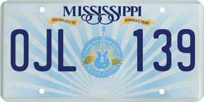 MS license plate OJL139