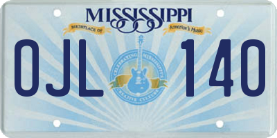 MS license plate OJL140