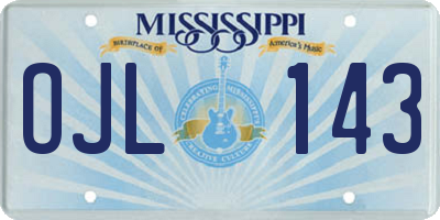 MS license plate OJL143