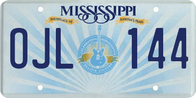 MS license plate OJL144