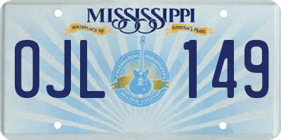 MS license plate OJL149