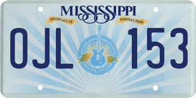 MS license plate OJL153