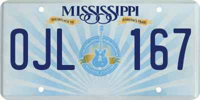 MS license plate OJL167