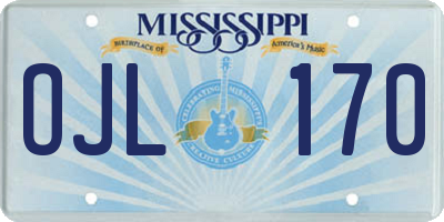 MS license plate OJL170