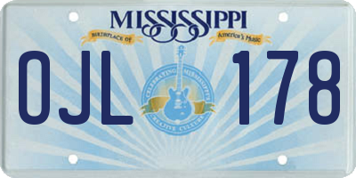 MS license plate OJL178