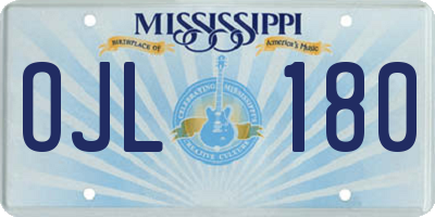 MS license plate OJL180
