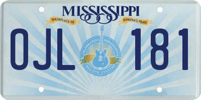 MS license plate OJL181