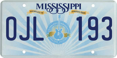 MS license plate OJL193