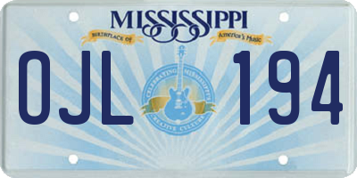 MS license plate OJL194