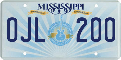 MS license plate OJL200