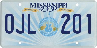 MS license plate OJL201