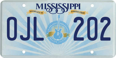 MS license plate OJL202