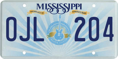 MS license plate OJL204