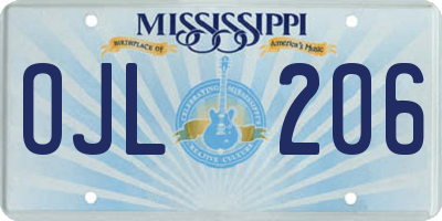 MS license plate OJL206