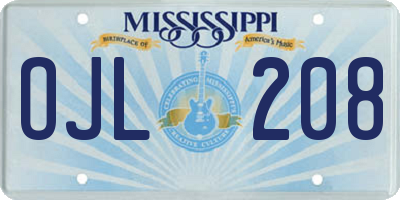 MS license plate OJL208