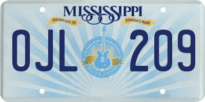 MS license plate OJL209