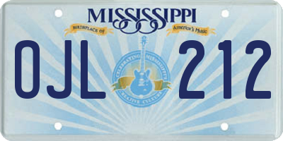 MS license plate OJL212
