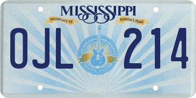 MS license plate OJL214
