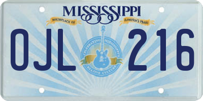 MS license plate OJL216